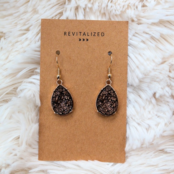 🌻 LAST ONE • Brown Druzy Earrings - Picture 3 of 6